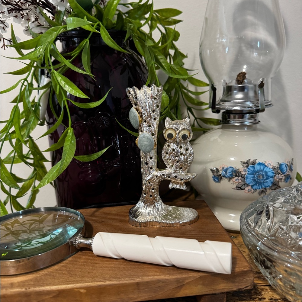 Silver Owl Earring Holder